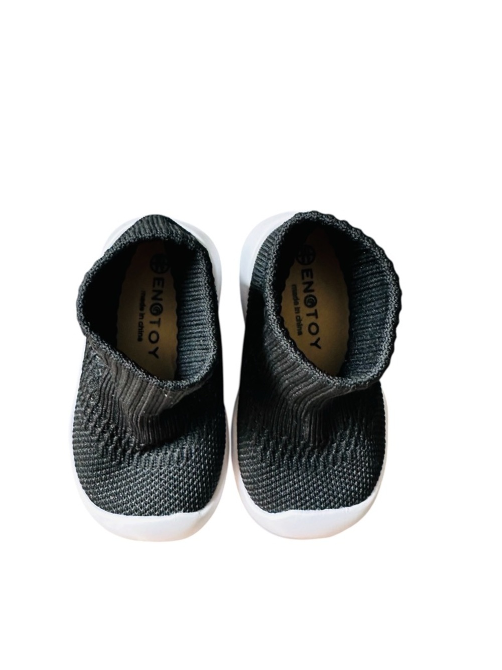 Black Slip-On Toddler Sock Shoes 7-8 Ages 1-3 NEW! - Picture 3 of 8
